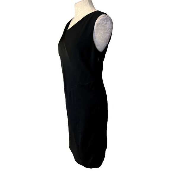 DKNY Sheath Dress 8 Black Stretch Sleeveless Asymmetrical Neck Classic Career - Picture 4 of 7